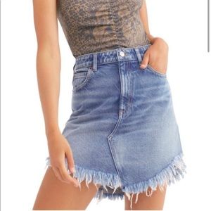 Free People Bailey Fringe Denim Skirt